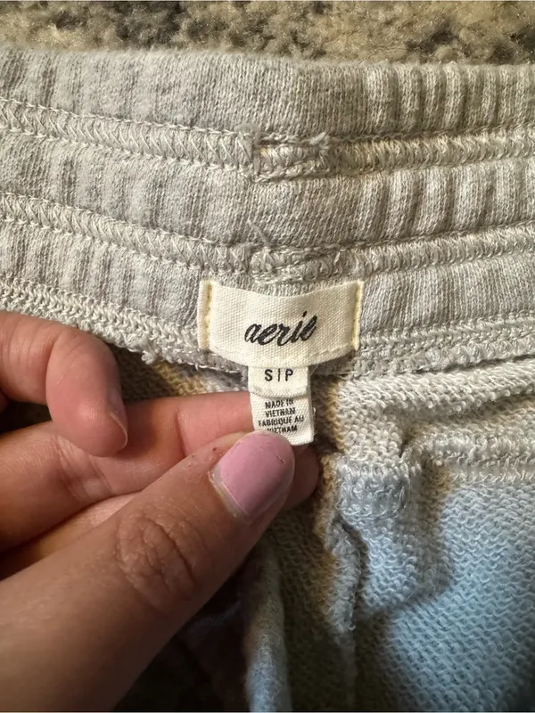 aerie Light Gray Fleece Joggers - Image 2