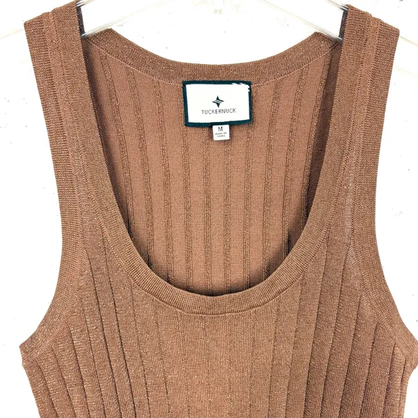 Tuckernuck Ari Knit Tank Top Bronze Brown Metallic Viscose Poly Nylon Medium - Image 6