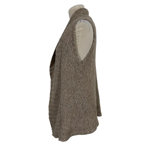 Old Navy Women's M‎ Vintage Knitted Beige Long Vest Cardigan Sweater Wool Blend - Image 2