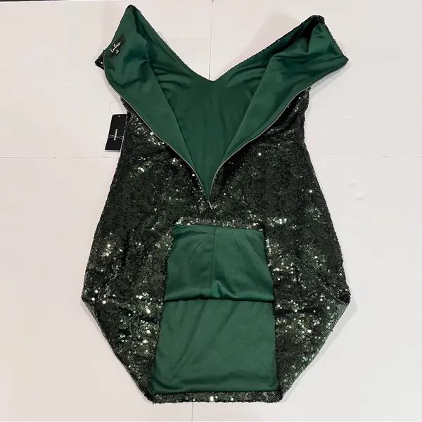 NWT Lulus Kasson Green Sequin Bodycon Mini Dress‎ MEDIUM - Image 8