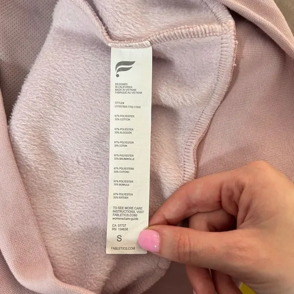 🔥5/$25 sale🔥 Fabletics Light Pink Cowl Neck Sweater w Large Front Pocket Size S - Image 9