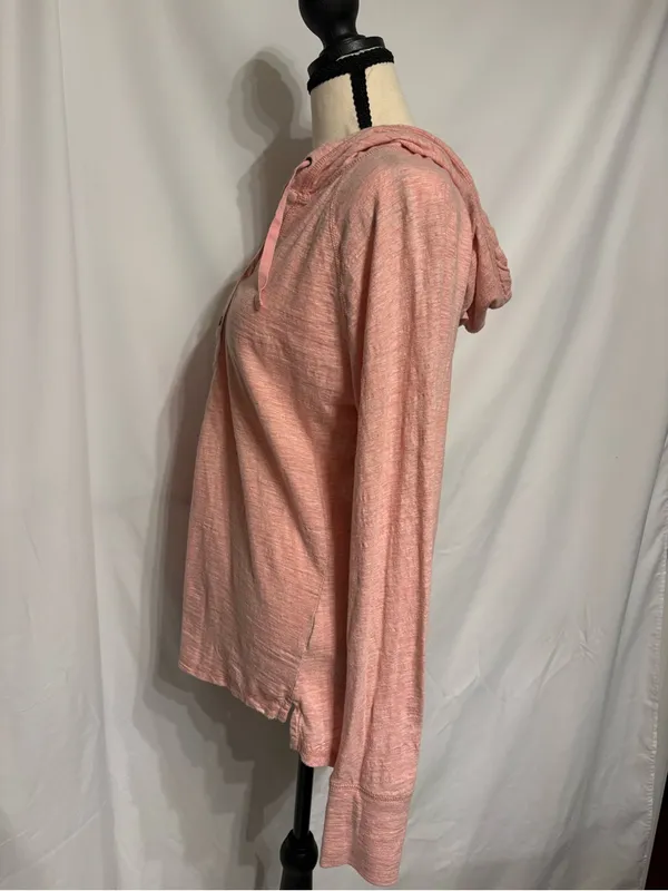 Carhartt Women’s Light Pink Hooded Henley Long Sleeve Top SZ M Granolagirl - Image 4
