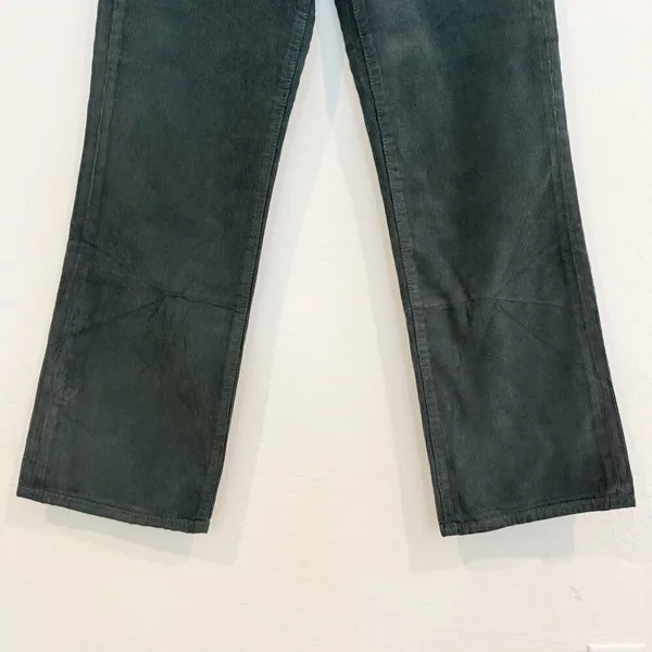 ReDone‎ 70s Loose Flare Pants Size 24 Green Corduroy Trouser Earthy Forest Fairy - Image 5