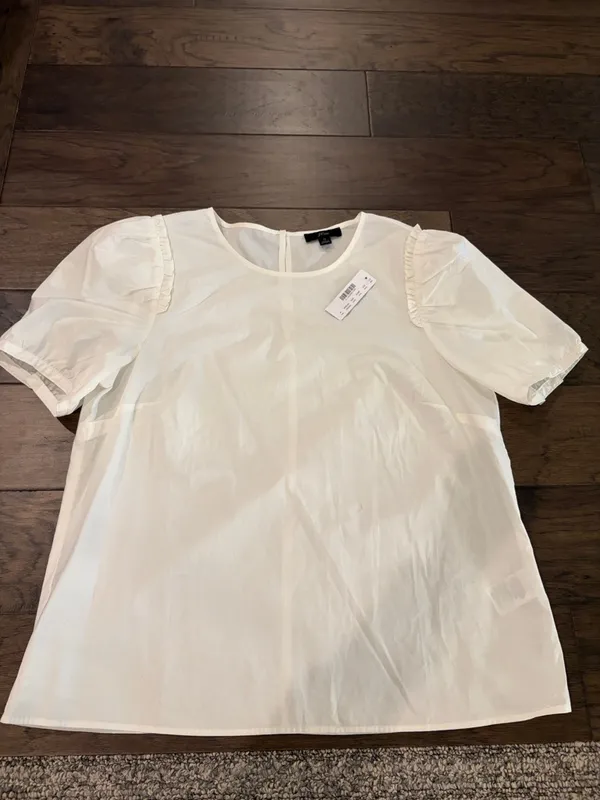 New With Tags JCrew White Poplin Top Sz M - Image 4