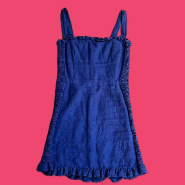 Reformation Blue Linen Dress - Image 3