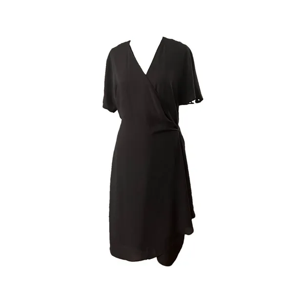 Aritzia BABATON Wallace Black Short-Sleeve Wrap Dress Size Medium - Image 2