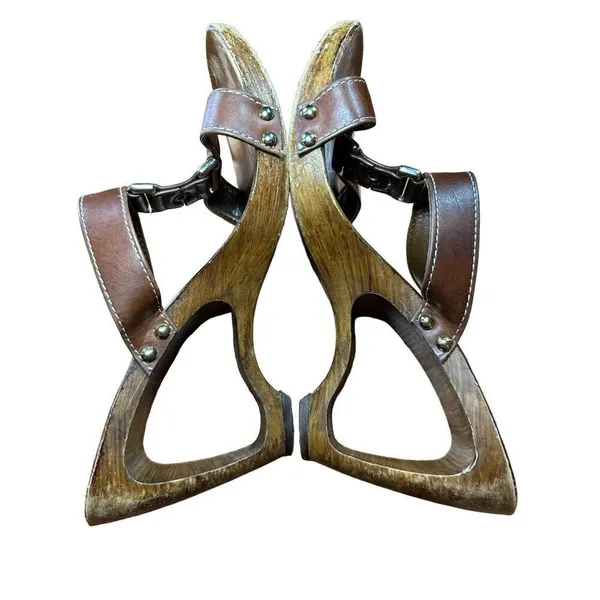 Italian Shoemakers Contesa‎ Wood Look Wedge Brown Sandals Sz 6 Made In Italy - Image 15