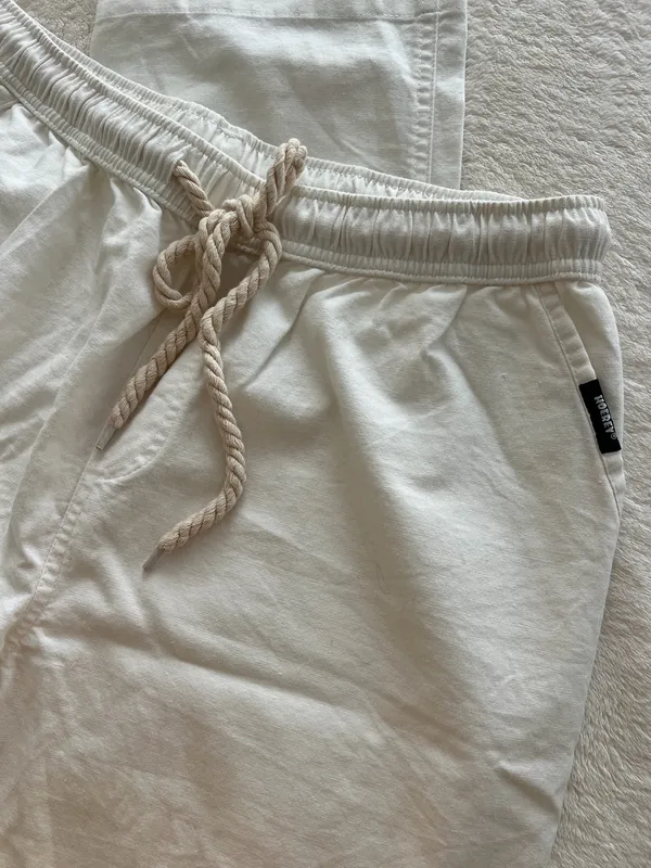 White Linen Pants Size L - Image 3