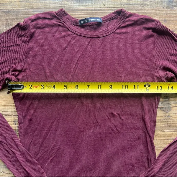Brandy Melville Womens Burgundy Long Sleeve Shirt Soft Stretch One Size - Image 4