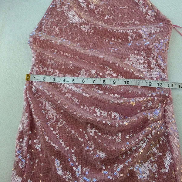Superdown NWT Minkah Pink Sequin Halter Open Back Mini Dress Size S - Image 10