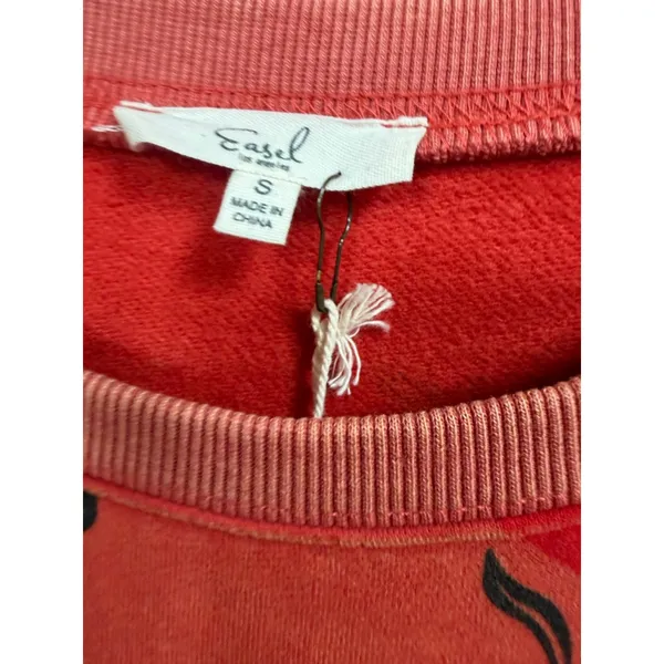 Easel Vintage Floral Print Sweatshirt in Boho Red Size S - Image 7
