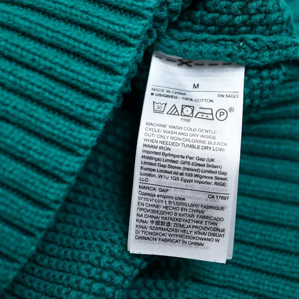 GAP Cable Knit Fisherman Crewneck Sweater Jewel Green‎ Raglan Women's M Cotton - Image 5