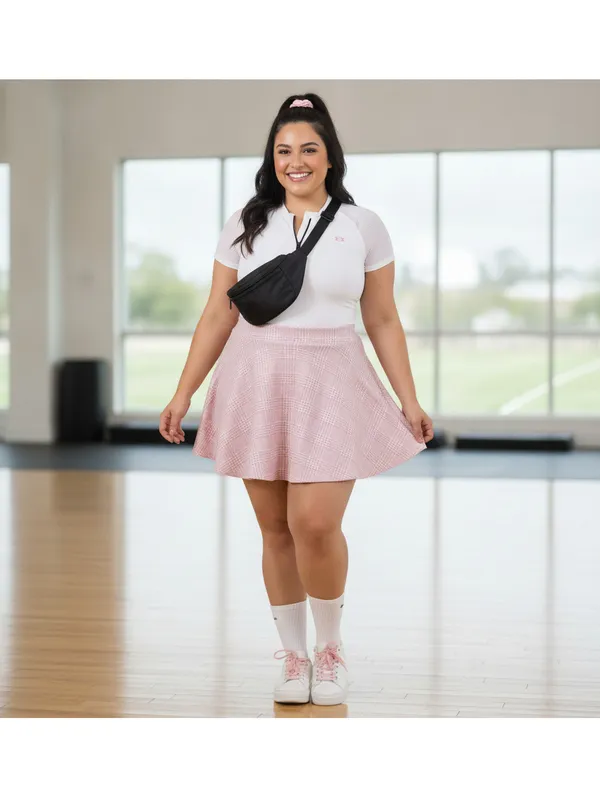 Halara Pink Plaid Skater Skirt with Built-in Shorts, Size XL Preppy Sporty - Image 7