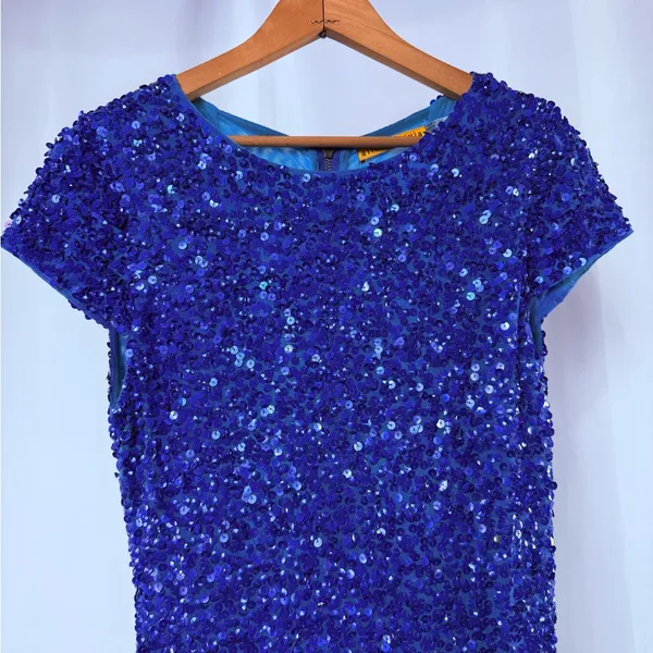 Alice + Olivia Sequin‎ Short Sleeve Mini Dress in Blue Size 4 - Image 2