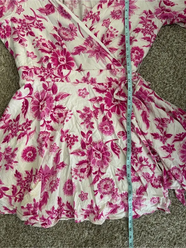 Premier Amour Floral Wrap Mini Dress White Pink Casual Formal Summer 14 - Image 7