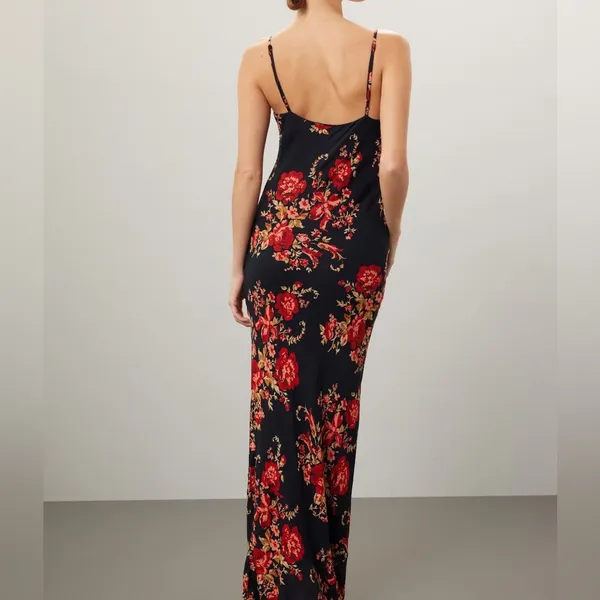 Reformation Parma Maxi Dress in Black with Roses - Image 3