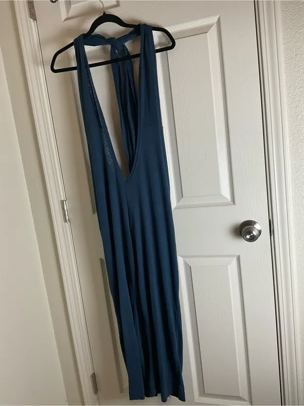 Free People Beach "Show Your Colors" Linen Blend Halter Jumpsuit M - Image 2