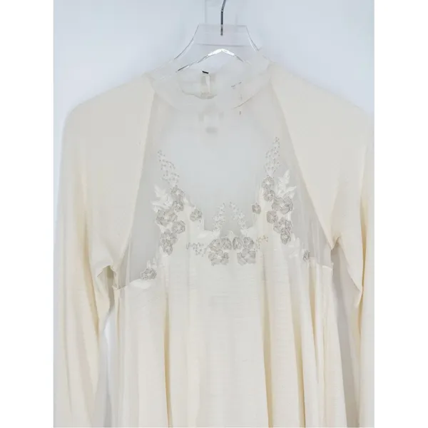 Free People Saheli Embroidered Long Sleeve Tunic Top Women's XS‎ Cream Boho Chic - Image 4