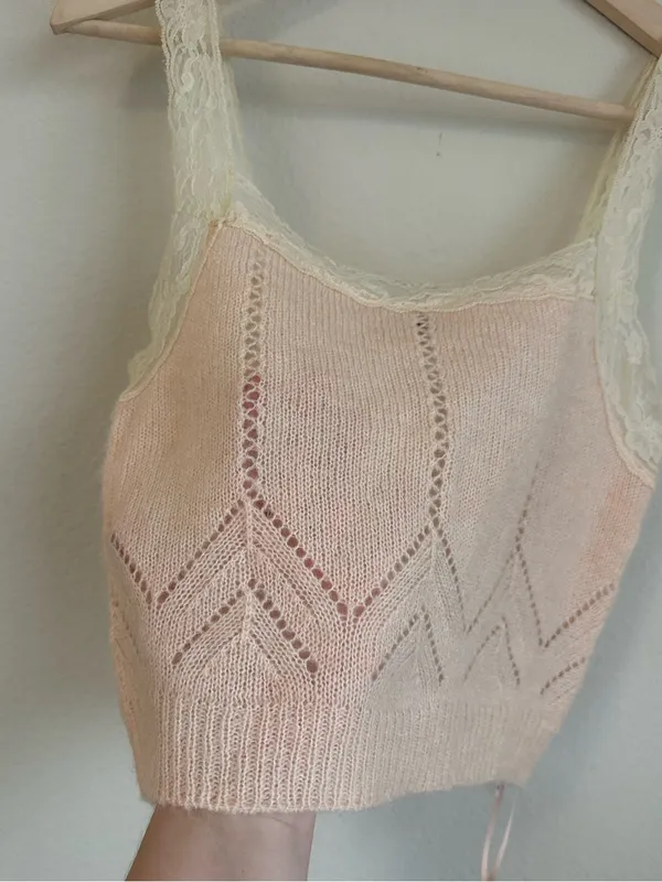 NWT Zara Pointelle Knit Lace Trim Crop Tank - Image 6