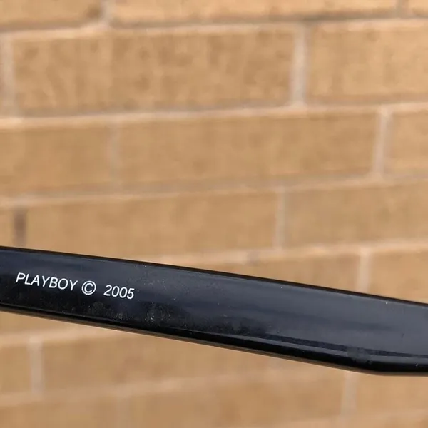 RARE Y2K Vintage 2005 Black Playboy Sunglasses Retro Preppy Goth Mcbling Classic Oval #Emo #Vampy #whimsygoth #biker #minimalist #grunge #streetwear #deadstock - Image 2