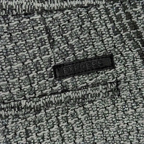 Express Tweed Shorts Women 6 Silver Metallic Black Pockets Cuffed‎ Lined Party - Image 4