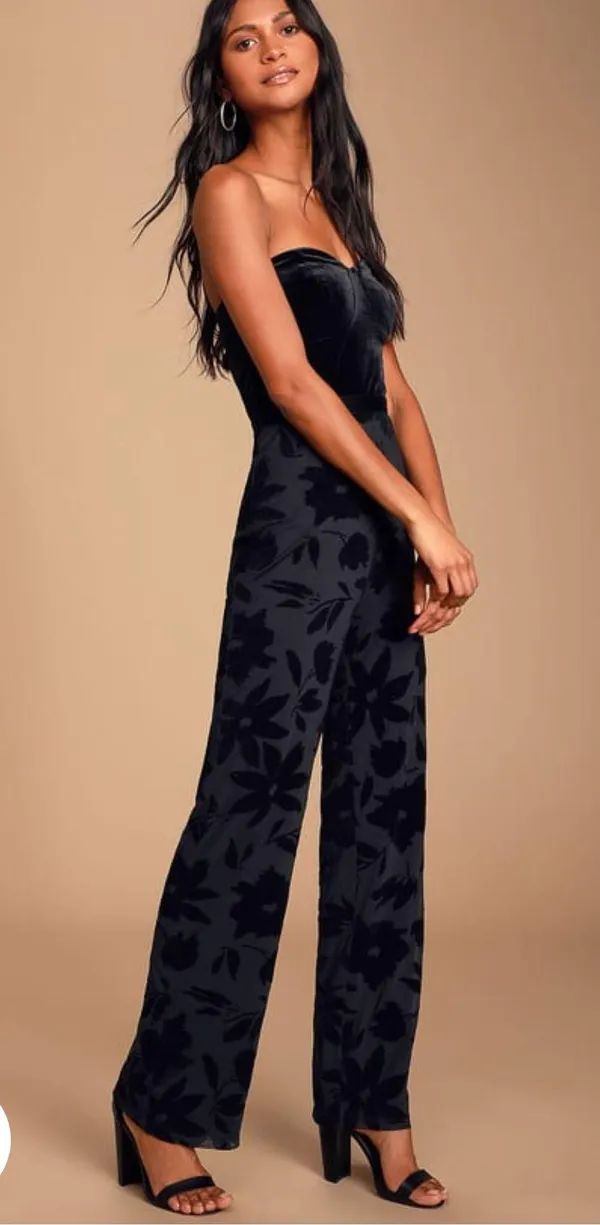 Lulus Velvet Strapless Black Jumpsuit - Image 2