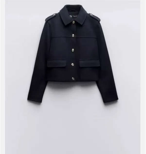 Zara Navy Blue Jacket with Gold Buttons - Image 2