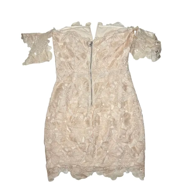 Saylor Cream Floral Lace Off Shoulder Mini Cocktail Dress Size Small - Image 3