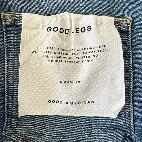 Good American Good‎ Legs High Rise Skinny Jeans Blue Wash Size 00 24 - Image 6