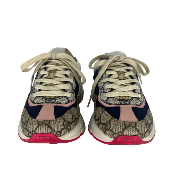 Gucci GG Rhyton Sneakers GG Supreme Canvas Pink Blue Size‎ 38 - Image 8