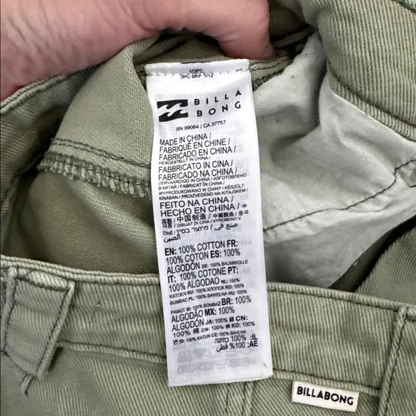 Billabong Wall To Wall Cargo Pants green denim straight leg loose fit baggy - Image 11