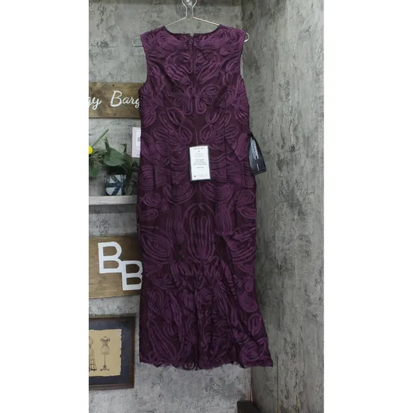 JS Collections Tea Length Fit Flare Sleeveless Bateau Neck Dress Purple 12 - Image 2