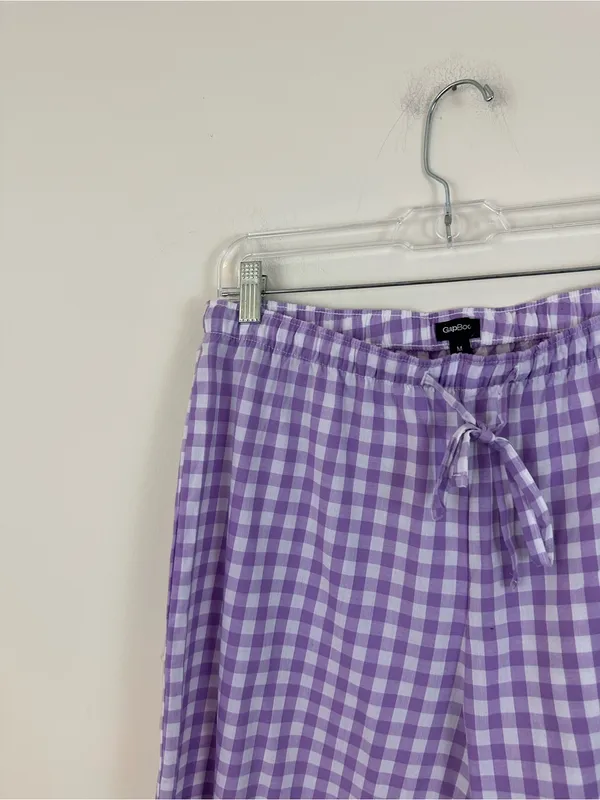 Gap Body Purple Gingham Plaid Poplin Cotton Pajama Pants Size Medium NWT - Image 3