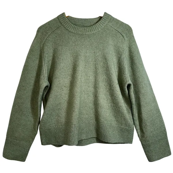 Abercrombie & Fitch Green Wool Blend Soft Knit Pullover Crew Neck Sweater Size M - Image 2