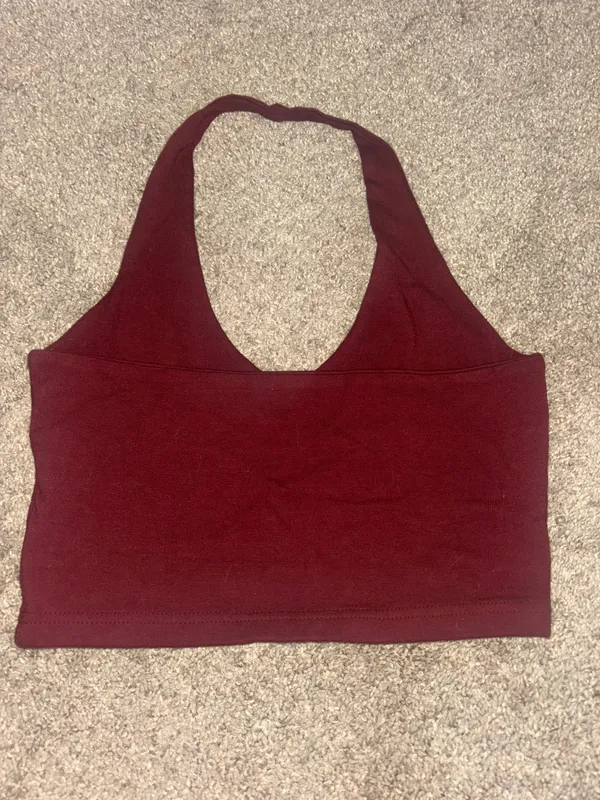 Burgundy Brandy Melville Halter Top - Image 2