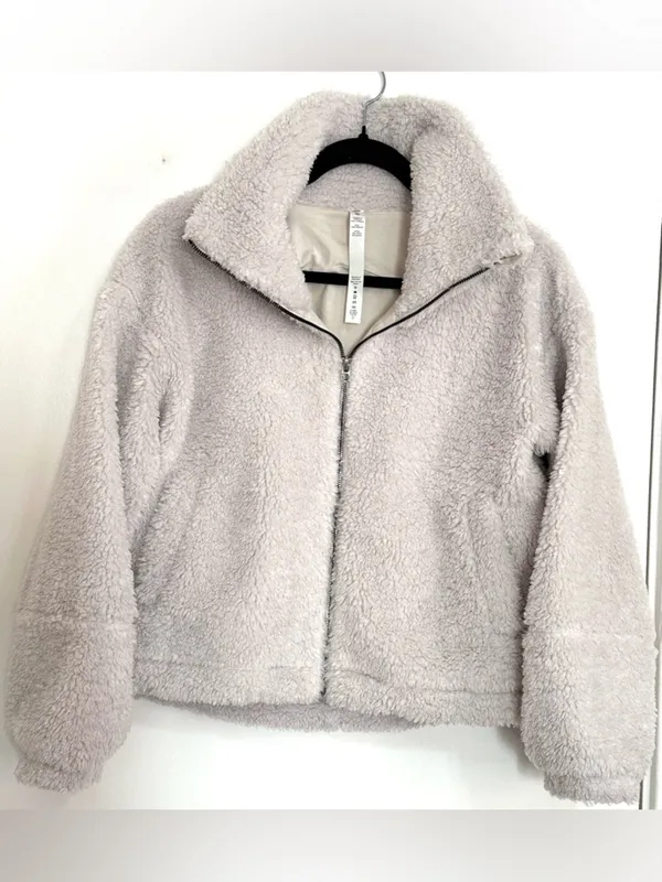Lululemon Cinchable Fleece Zip Up Jacket in White Opal Size 4 - Image 7