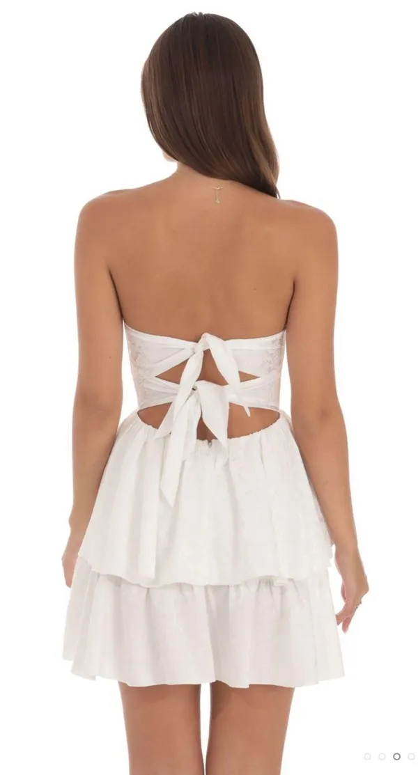 Lucy in the Sky Jacquard Corset Mini Dress in CREAM - Image 3