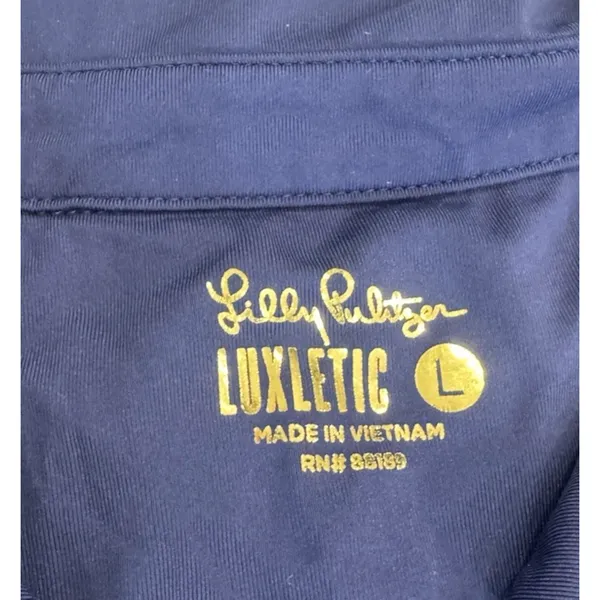 Lilly Pulitzer Luxletic Lakelyn Bra Polo Tank Womens Large Navy Blue Racerback - Image 6