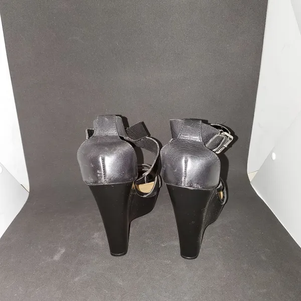 Nine West Neema Black Leather Upper Wedge Heels (8) - Image 4