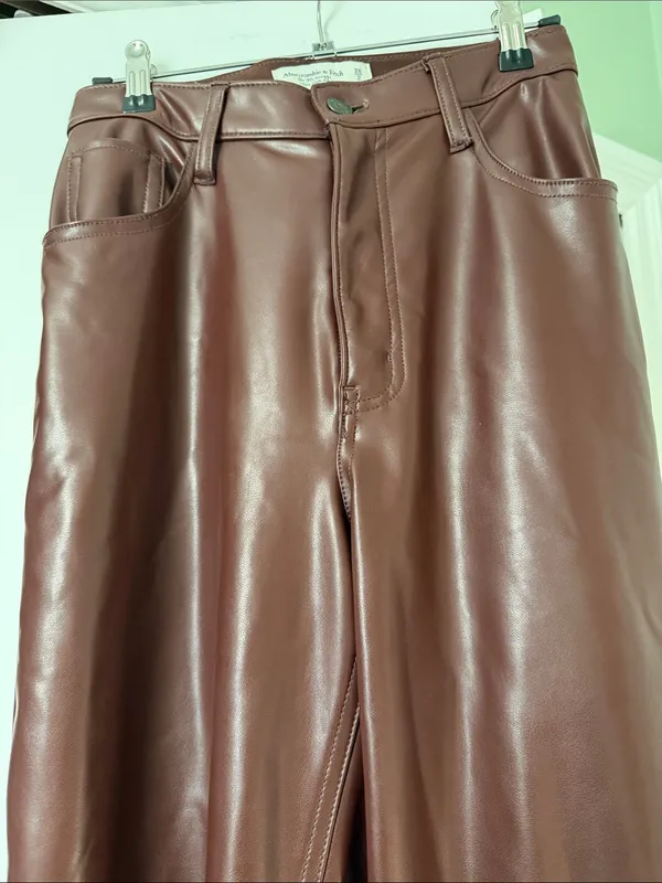 Abercrombie & Fitch Faux Leather Pants - Brown size 2 - Image 2