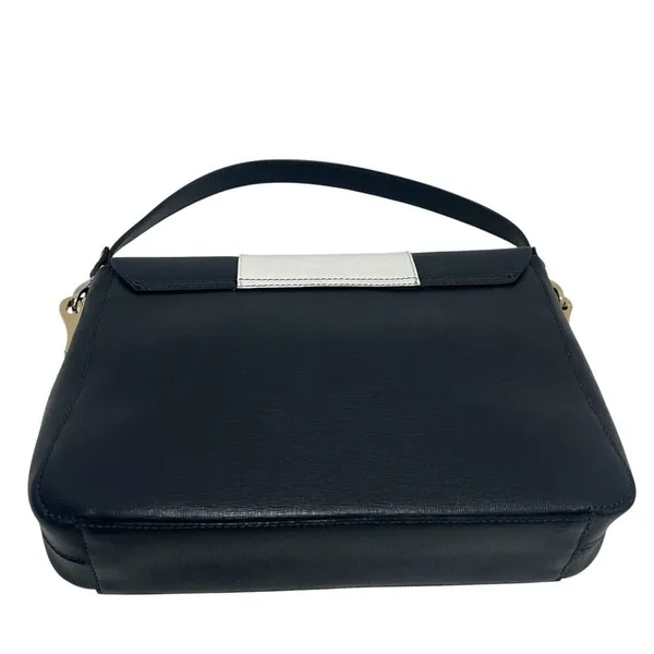 Ripani Italian Leather Handbag Purse Shoulder Bag Navy Blue white Nautical Italy - Image 7