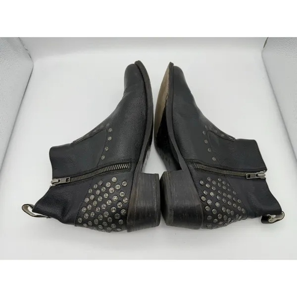 Mr. Wolf Studded Leather Ankle Boots Womens 7.5 Black Cowboy Festival Travel - Image 5