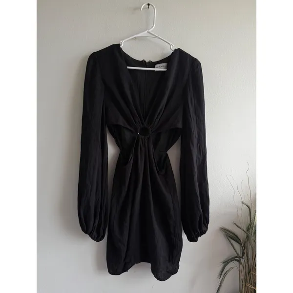Runaway The Label Womens Black Cutout O-Ring Balloon Sleeve Mini Dress Size S 04 - Image 2