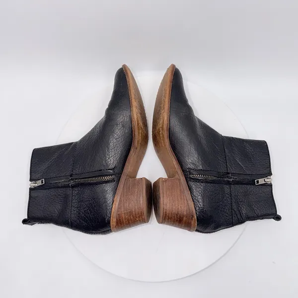 Madewell Womens Black Perrie Pebble Leather Bootie Zip Up Block Heel Size 7 - Image 5