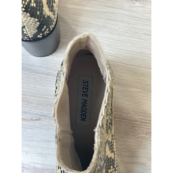 Steve Madden Size 6‎ Jain Snakeskin Print Ankle Booties Block Heel Pointed Toe - Image 4