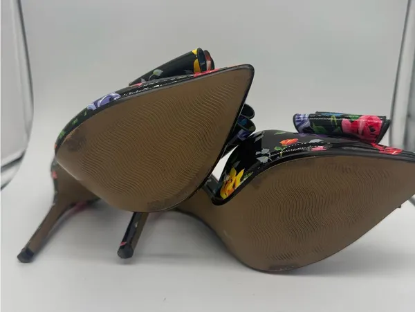 Betsey Johnson Vibrant Floral Rose Bow Multicolor 4" High Heels Shoes Size 7 M - Image 9
