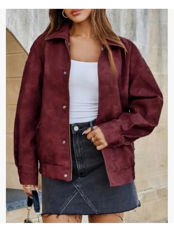NEW Bomber Vegan Leather Jackets Oversized Zipper Lapel L - Image 5
