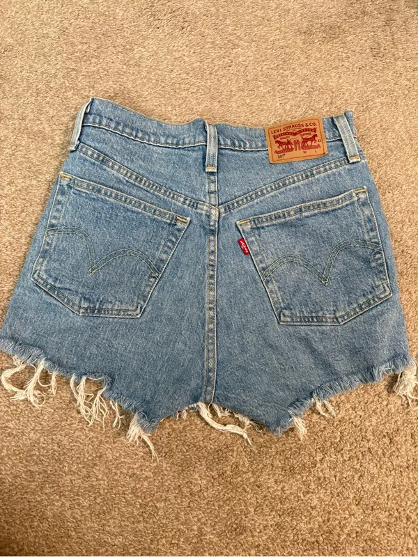 Levi's 501 Original High Rise Cut Off Distressed Denim Shorts Sans Souci - Image 4