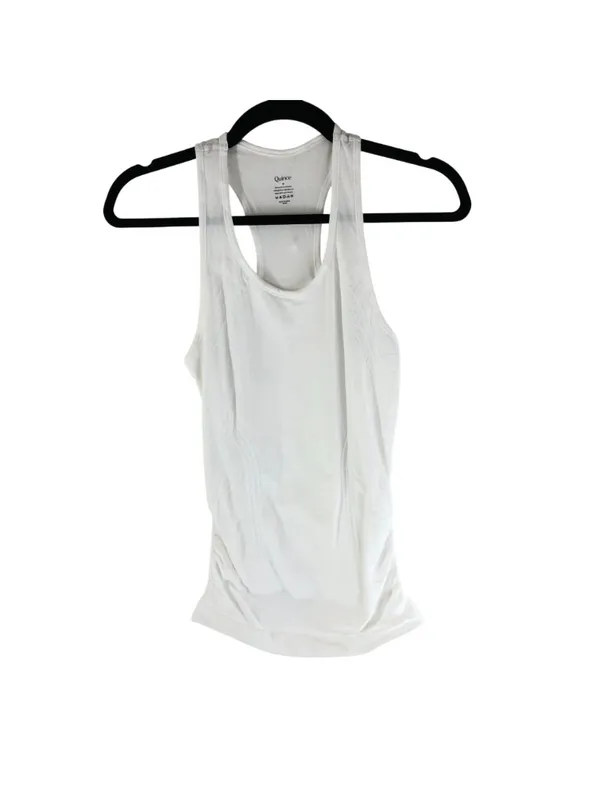 Quince Womens Seamless Ruched Racerback Tank Top White XS - Image 4