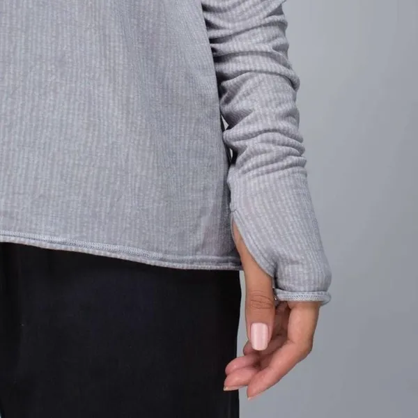 Lululemon Flip Your Dog Reversible Neck Long Sleeve Top Light Gray Womens Size 6 - Image 7